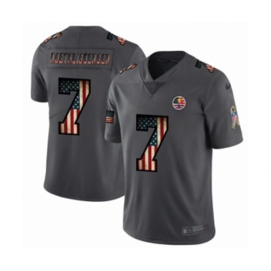 Men's Pittsburgh Steelers #7 Ben Roethlisberger Limited Black USA Flag 2019 Salute To Service Football Jersey - Ujersey
