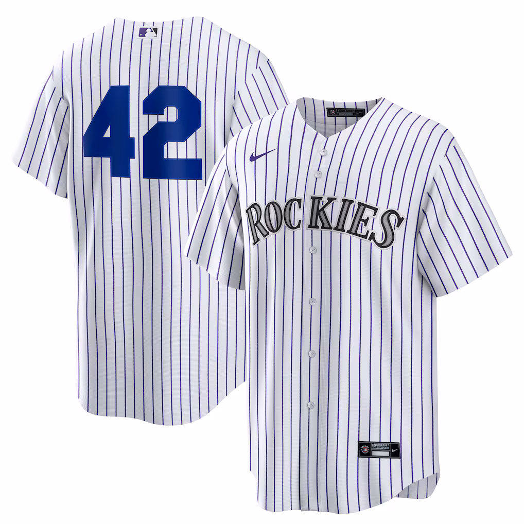 Men's Colorado Rockies Nike White Home  2025 Jackie Robinson Day Replica Jersey - Ujersey