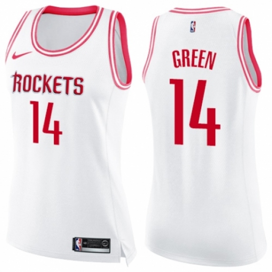 Women's Nike Houston Rockets #14 Gerald Green Swingman White/Pink Fashion NBA Jersey - Ujersey
