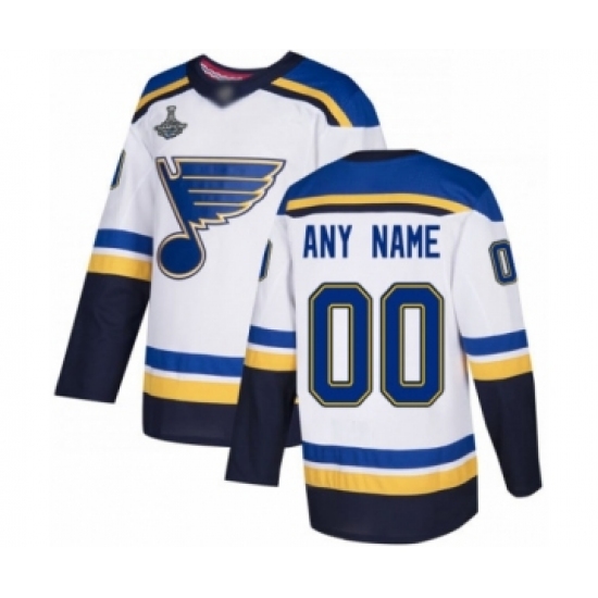 Youth St. Louis Blues Customized Authentic White Away 2019 Stanley Cup Champions Hockey Jersey - Ujersey