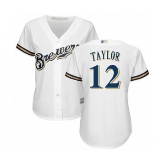 Women's Milwaukee Brewers #12 Tyrone Taylor Authentic White Home Cool Base Baseball Player Jersey - Ujersey