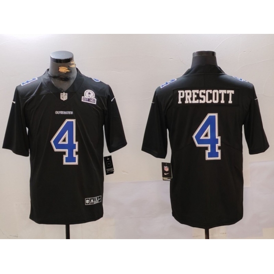 Men's Dallas Cowboys #4 Dak Prescott Black Throwback With 1960 Vapor Untouchable Limited Stitched Football Jersey - Ujersey
