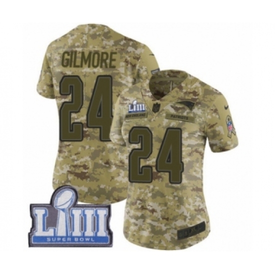 Women's Nike New England Patriots #24 Stephon Gilmore Limited Camo 2018 Salute to Service Super Bowl LIII Bound NFL Jersey - Ujersey