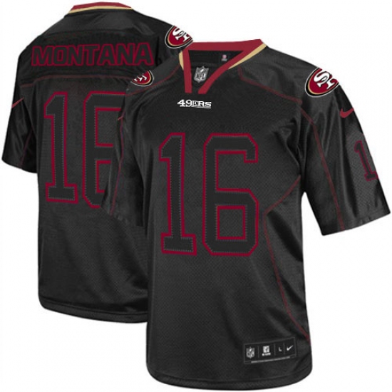 Men's Nike San Francisco 49ers #16 Joe Montana Elite Lights Out Black NFL Jersey - Ujersey