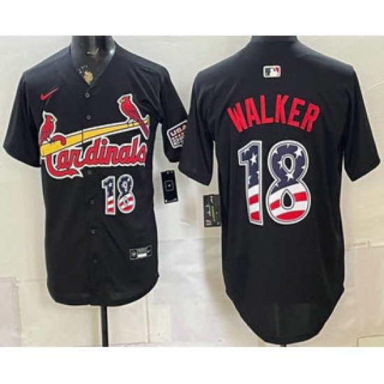 Men's St Louis Cardinals #18 Jordan Walker Black USA 250 Fourth of July Stitched Jersey