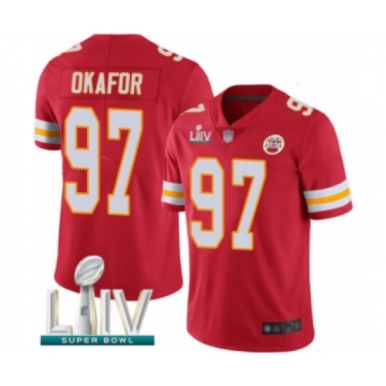 Youth Kansas City Chiefs #97 Alex Okafor Red Team Color Vapor Untouchable Limited Player Super Bowl LIV Bound Football Jersey - Ujersey