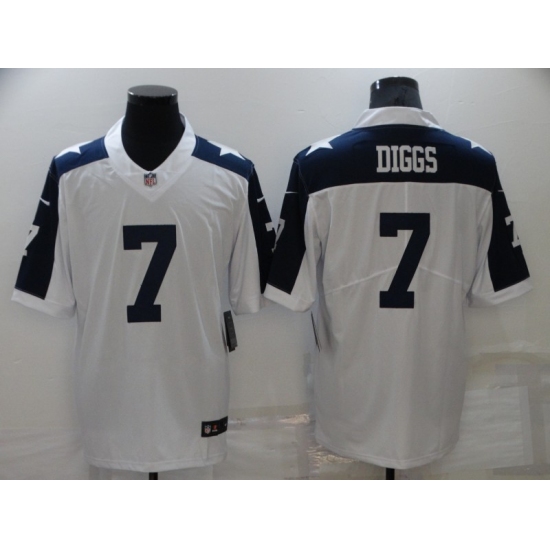 Men's Dallas Cowboys #7 Trevon Diggs White Thanksgiving Throwback Limited Jersey - Ujersey