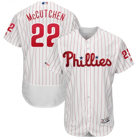 Men's Philadelphia Phillies #22 Andrew McCutchen Majestic White Scarlet Authentic Collection Flex Base Player Jersey - Ujersey