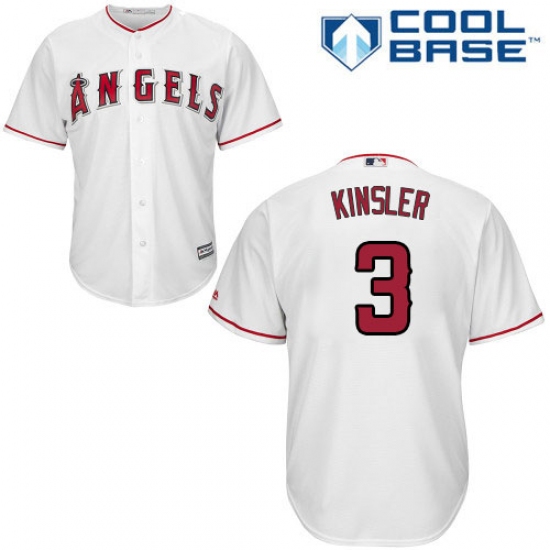 Youth Majestic Los Angeles Angels of Anaheim #3 Ian Kinsler Replica White Home Cool Base MLB Jersey - Ujersey
