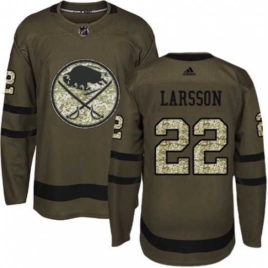 Youth Adidas Buffalo Sabres #22 Johan Larsson Authentic Green Salute to Service NHL Jersey - Ujersey
