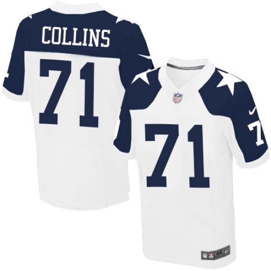 Men's Nike Dallas Cowboys #71 La'el Collins Elite White Throwback Alternate NFL Jersey - Ujersey