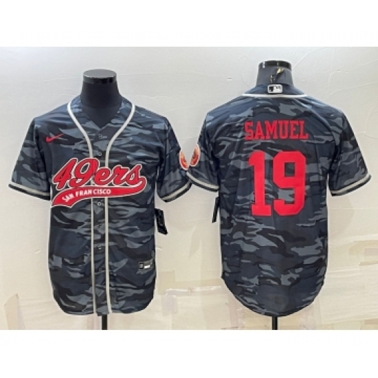 Men's San Francisco 49ers #19 Deebo Samuel Grey Camo With Patch Cool Base Stitched Baseball Jersey - Ujersey
