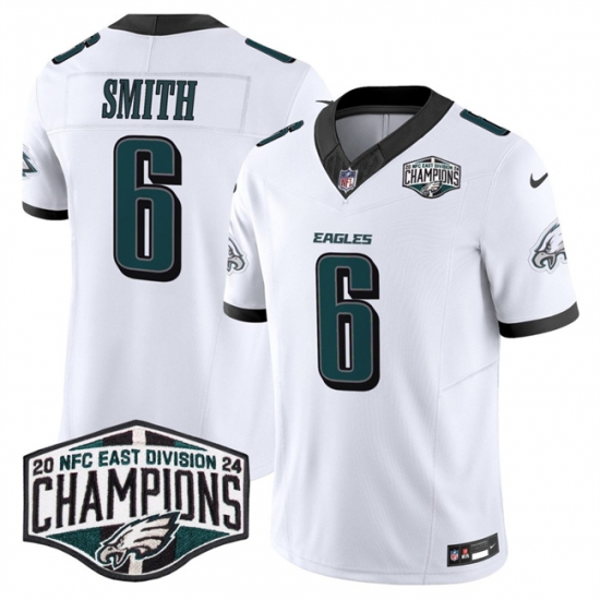 Men's Philadelphia Eagles #6 DeVonta Smith White 2024 New NFC East Champions F.U.S.E. Vapor Untouchable Limited Stitched Football Jersey - Ujersey