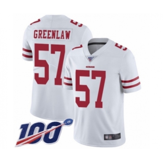Youth San Francisco 49ers #57 Dre Greenlaw White Vapor Untouchable Limited Player 100th Season Football Jersey - Ujersey