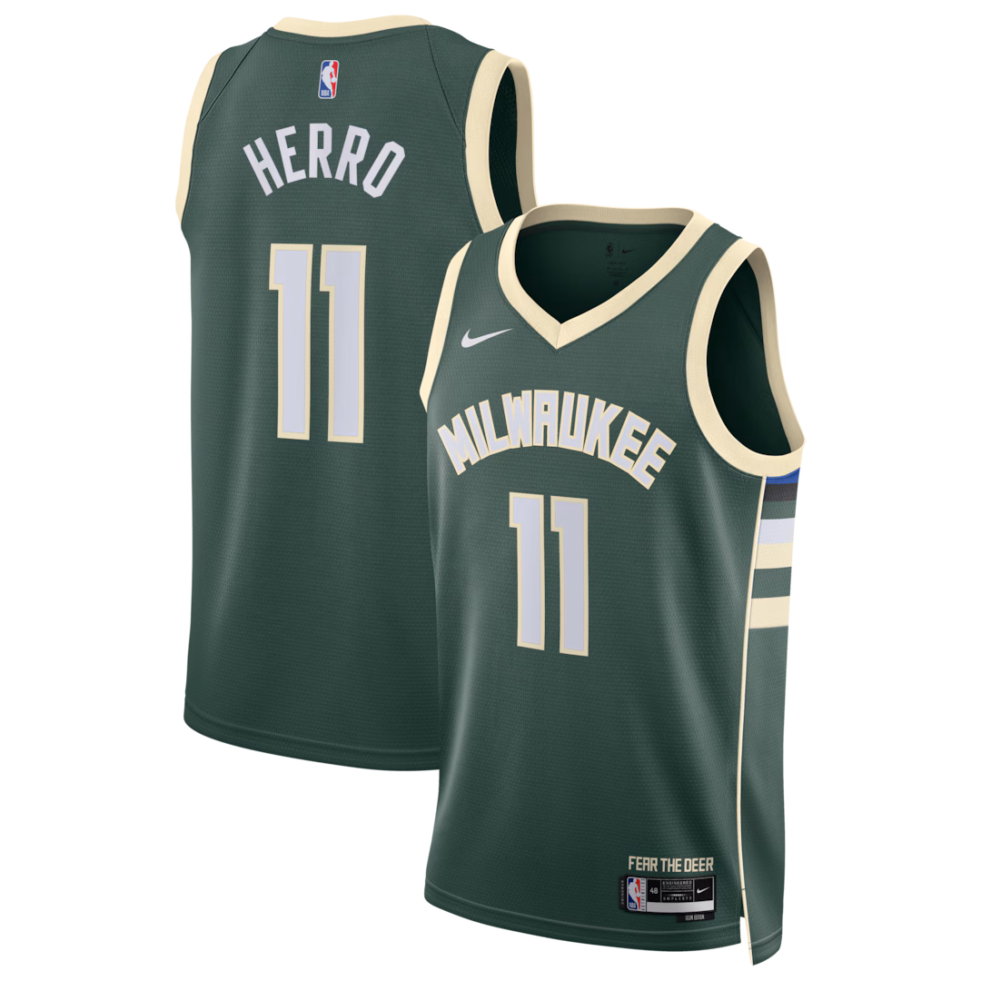 Unisex Milwaukee Bucks Tyler Herro Nike Hunter Green Swingman Jersey - Icon Edition
