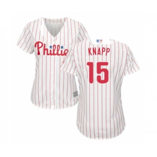Women's Philadelphia Phillies #15 Andrew Knapp Authentic White Red Strip Home Cool Base Baseball Player Jersey - Ujersey