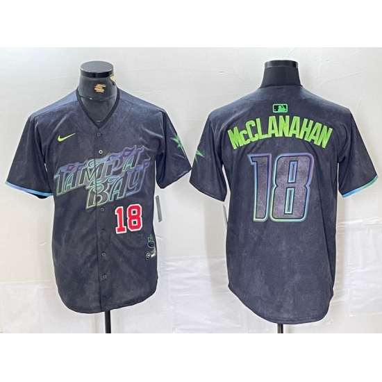 Men's Tampa Bay Rays #18 Shane McClanahan Number Charcoal 2024 City Connect Limited Stitched Jerseys - Ujersey