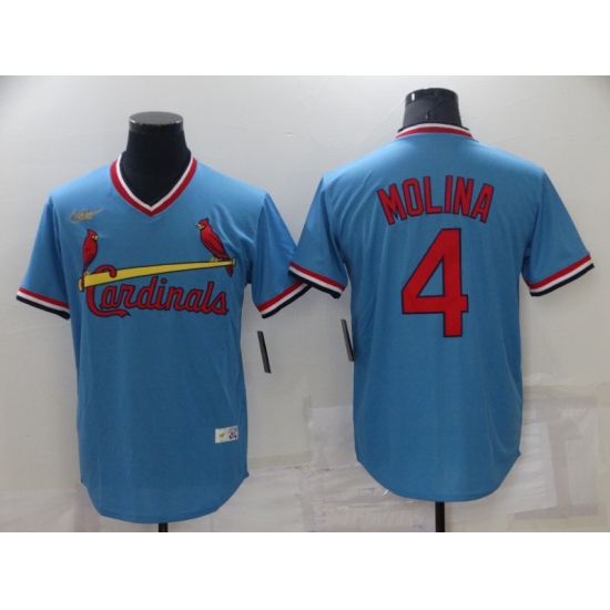 Men's Nike St. Louis Cardinals #4 Yadier Molina Blue Road Stitched Baseball Jersey - Ujersey