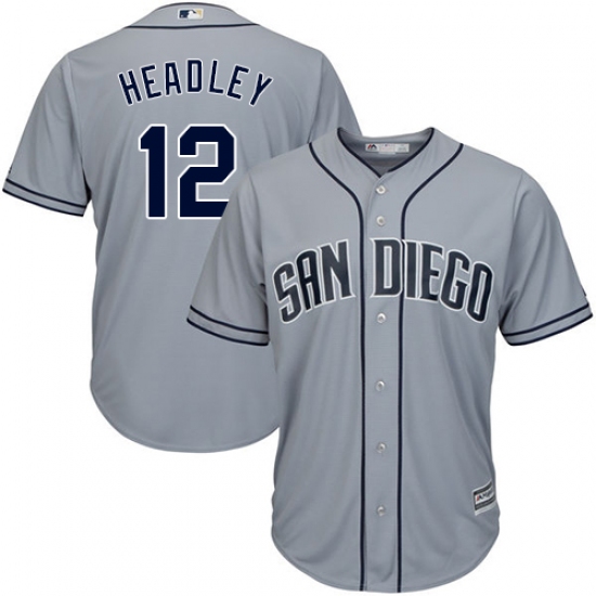 Men's Majestic San Diego Padres #12 Chase Headley Replica Grey Road Cool Base MLB Jersey - Ujersey