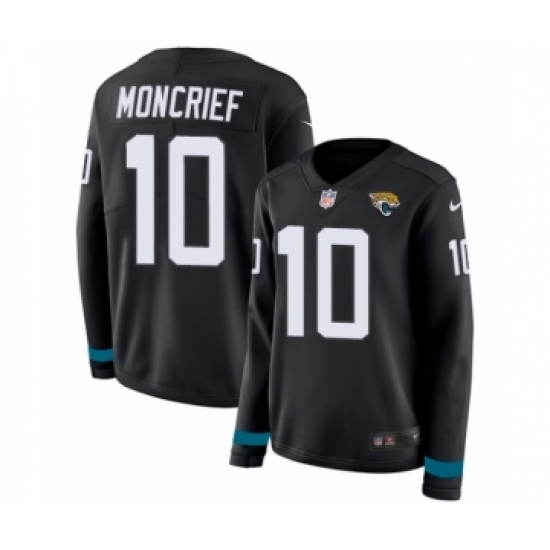 Women's Nike Jacksonville Jaguars #10 Donte Moncrief Limited Black Therma Long Sleeve NFL Jersey - Ujersey