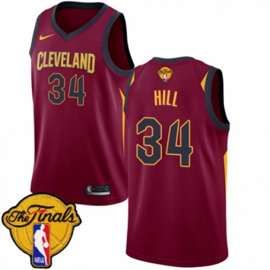 Men's Nike Cleveland Cavaliers #34 Tyrone Hill Swingman Maroon 2018 NBA Finals Bound NBA Jersey - Icon Edition - Ujersey