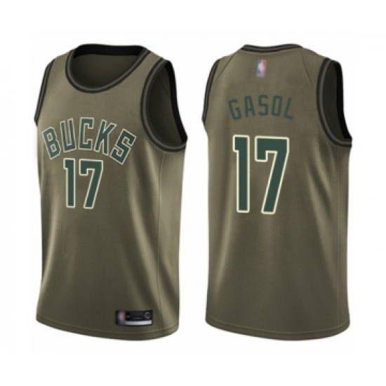 Men's Milwaukee Bucks #17 Pau Gasol Swingman Green Salute to Service Basketball Jersey - Ujersey
