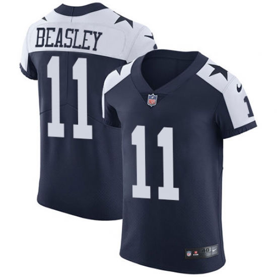 Men's Nike Dallas Cowboys #11 Cole Beasley Navy Blue Throwback Alternate Vapor Untouchable Elite Player NFL Jersey - Ujersey