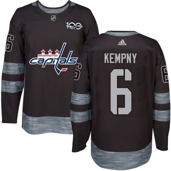 Men's Adidas Washington Capitals #6 Michal Kempny Premier Black 1917-2017 100th Anniversary NHL Jersey - Ujersey