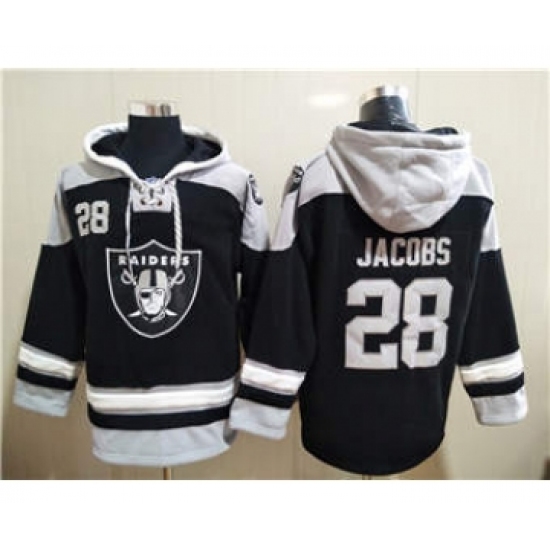 Men's Las Vegas Raiders #28 Josh Jacobs Ageless Must-Have Lace-Up Pullover Football Hoodie - Ujersey