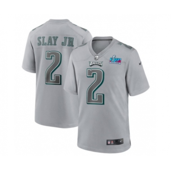 Men's Philadelphia Eagles #2 Darius Slay Jr. Gray Super Bowl LVII Patch Atmosphere Fashion Stitched Game Jersey - Ujersey