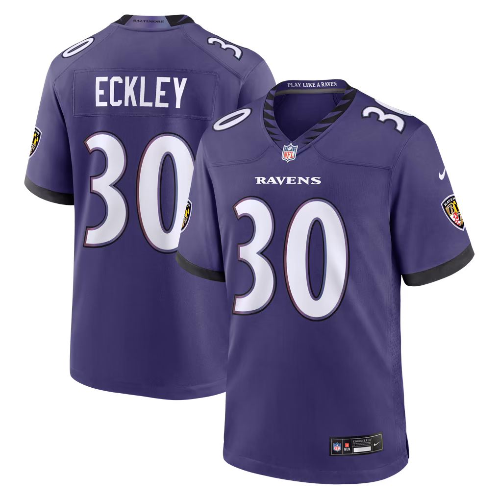 Men's Baltimore Ravens Ryan Eckley Nike Purple Team Game Jersey - Ujersey