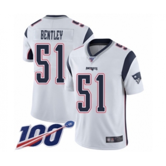 Men's New England Patriots #51 JaWhaun Bentley White Vapor Untouchable Limited Player 100th Season Football Jersey - Ujersey