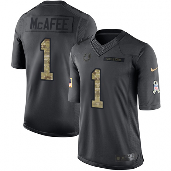 Men's Nike Indianapolis Colts #1 Pat McAfee Limited Black 2016 Salute to Service NFL Jersey - Ujersey
