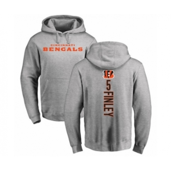 Football Cincinnati Bengals #5 Ryan Finley Ash Backer Pullover Hoodie - Ujersey