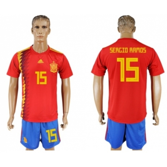 Spain #15 Sergio Ramos Home Soccer Country Jersey