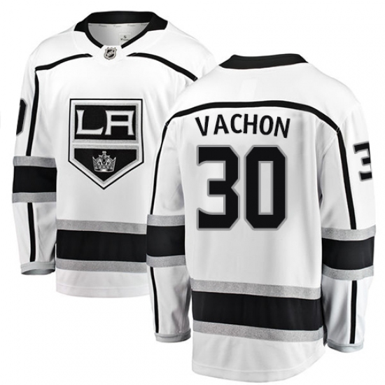 Men's Los Angeles Kings #30 Rogie Vachon Authentic White Away Fanatics Branded Breakaway NHL Jersey - Ujersey
