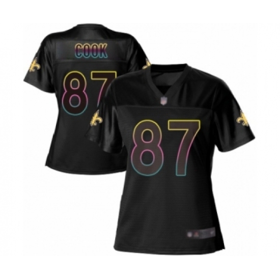 Women's New Orleans Saints #87 Jared Cook Limited Pink Rush Fashion Football Jersey - Ujersey