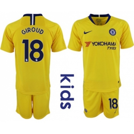 Chelsea #18 Giroud Away Kid Soccer Club Jersey