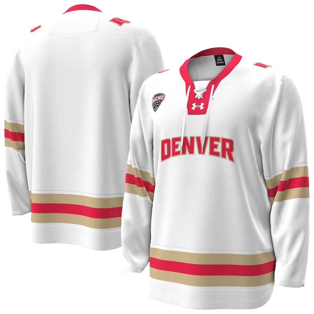 Men's Under Armour White Denver Pioneers Home Replica Hockey Jersey - Ujersey Shop