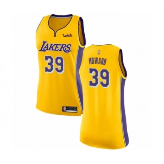 Women's Los Angeles Lakers #39 Dwight Howard Authentic Gold Basketball Jersey - Icon Edition - Ujersey