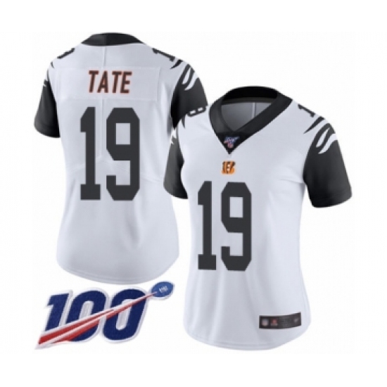 Women's Cincinnati Bengals #19 Auden Tate Limited White Rush Vapor Untouchable 100th Season Football Jersey - Ujersey