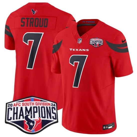 Men's Houston Texans #7 C.J. Stroud Red F.U.S.E. 2024 AFC South Division Champions Vapor Limited Stitched Football Jersey - Ujersey