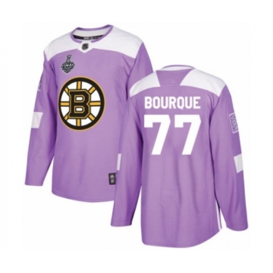 Men's Boston Bruins #77 Ray Bourque Authentic Purple Fights Cancer Practice 2019 Stanley Cup Final Bound Hockey Jersey - Ujersey