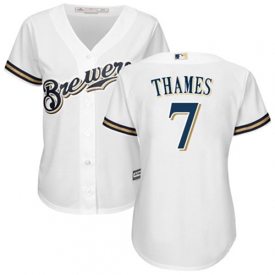 Women's Majestic Milwaukee Brewers #7 Eric Thames Authentic White Home Cool Base MLB Jersey - Ujersey