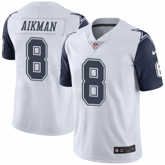 Youth Nike Dallas Cowboys #8 Troy Aikman Limited White Rush Vapor Untouchable NFL Jersey - Ujersey