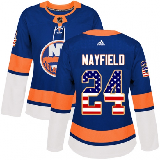 Women's Adidas New York Islanders #24 Scott Mayfield Authentic Royal Blue USA Flag Fashion NHL Jersey - Ujersey