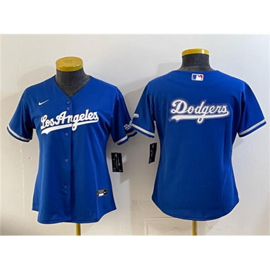 Women's Los Angeles Dodgers Team Big Logo Royal Alternate Stadium Stitched Baseball Jersey(Run Small) - Ujersey
