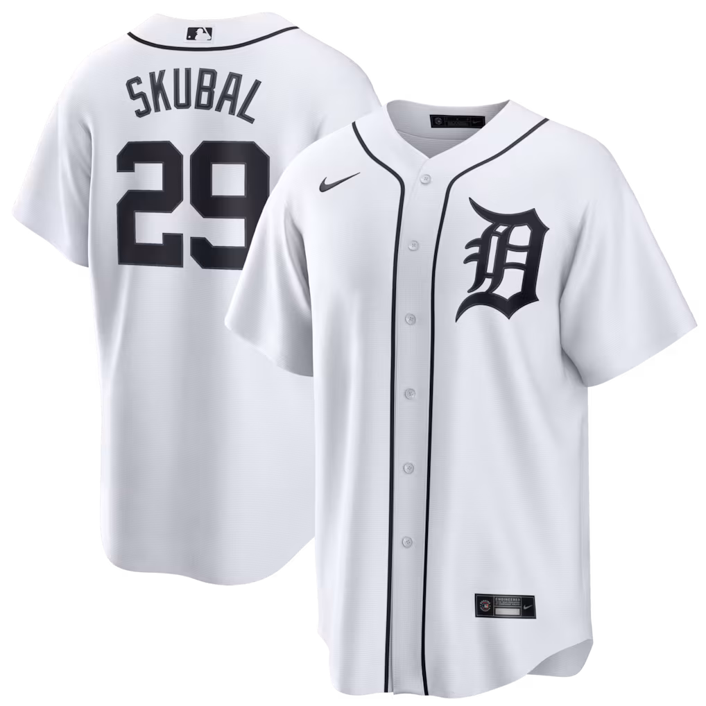 Men's  Detroit Tigers Tarik Skubal Nike White Home Replica Jersey