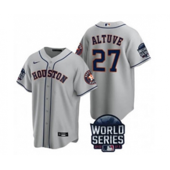 Men's Houston Astros #27 Jose Altuve 2021 Gray World Series Cool Base Stitched Baseball Jersey - Ujersey