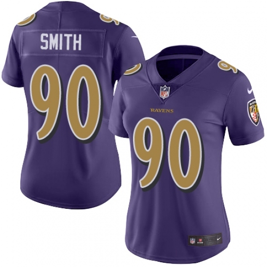 Women's Nike Baltimore Ravens #90 Za Darius Smith Limited Purple Rush Vapor Untouchable NFL Jersey - Ujersey